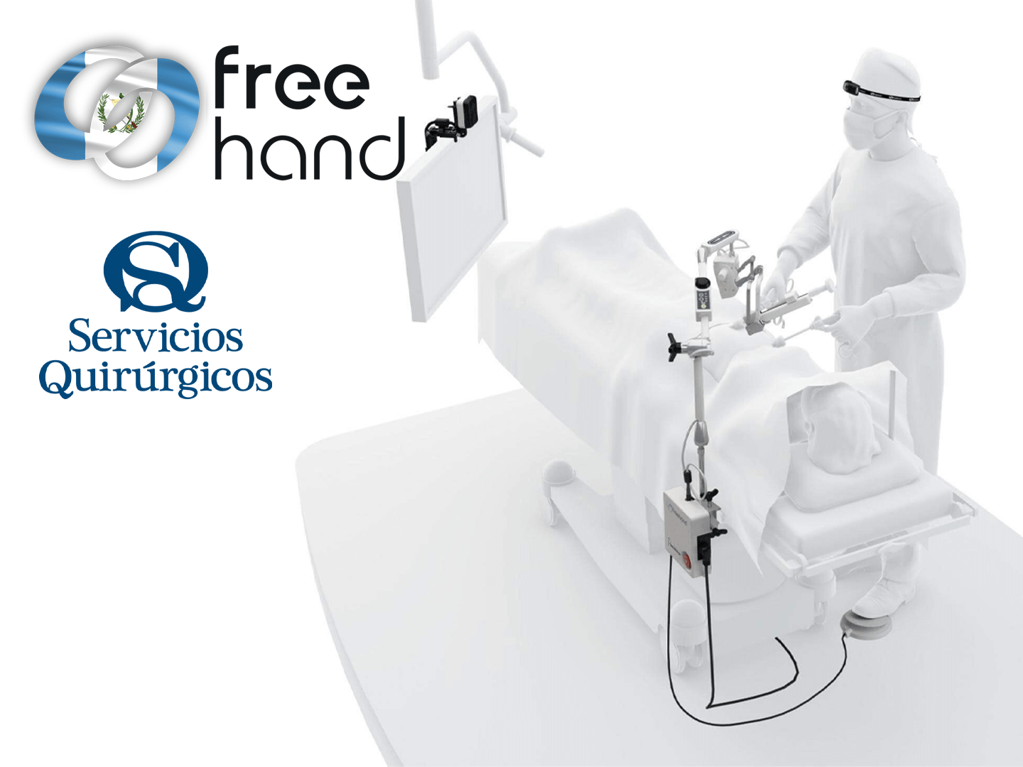 Laparoscopic Surgeon with Freehand Robot in Operating Room
