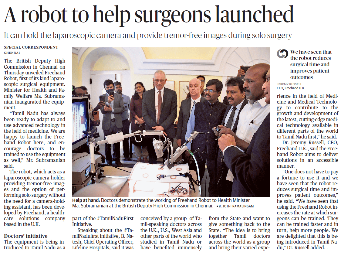 Robotic Laparoscope Controller in Indian News