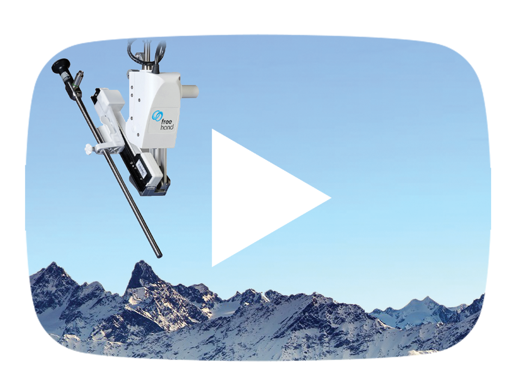 Cobot for laparoscopic surgery and mountain range enjoy the view